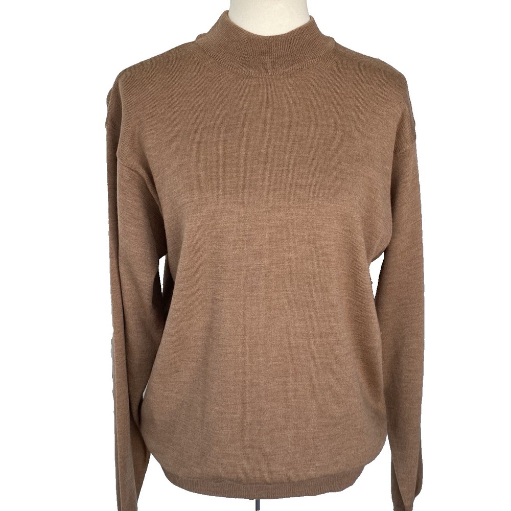 Holt Renfrew Men S Sweater Pure New Wool Italy‎ Pullover Knit Long Sleeve Brown